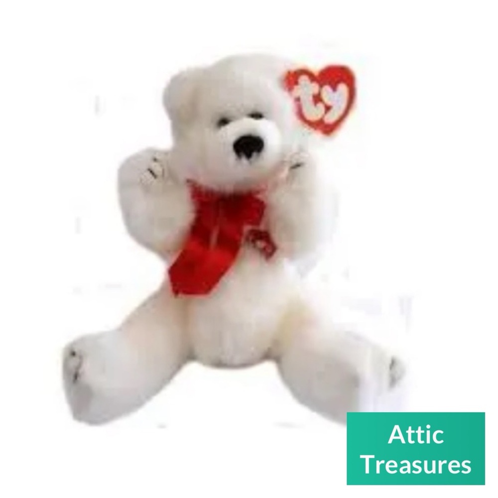 Retired 2000 Attic Treasures Amore the Polar Bear Beanie Baby - Jointed Limbs